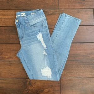 7 For All Mankind Ankle Skinny Ripped Jeans